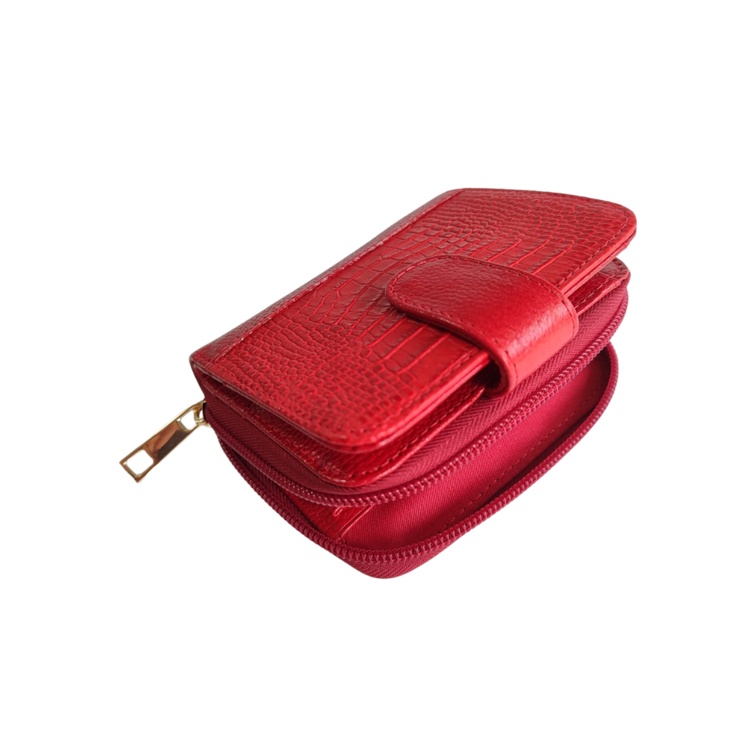 Moanna | Billetera de cuero para mujer pequeña con monedero en color rojo