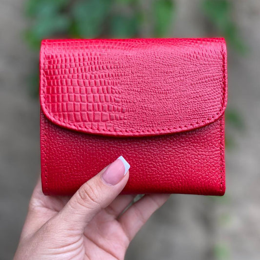 Billetera Compacta  en cuero rojo -  Elise