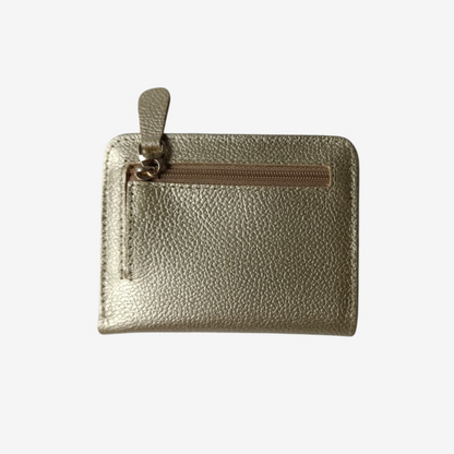 Billetera Zafiro en Cuero Dorado - RagazzaBolsos