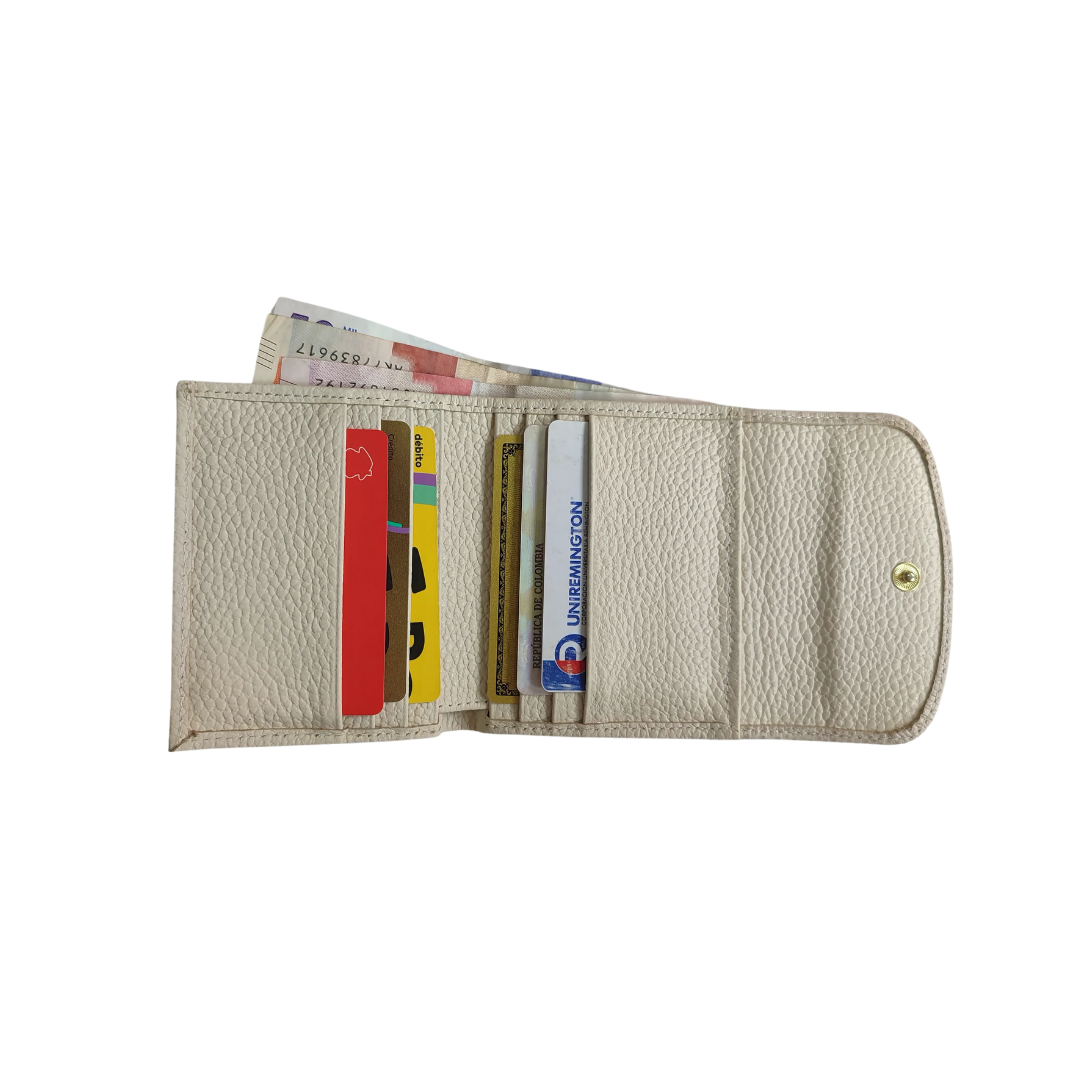 Billetera Elise en cuero - Beige