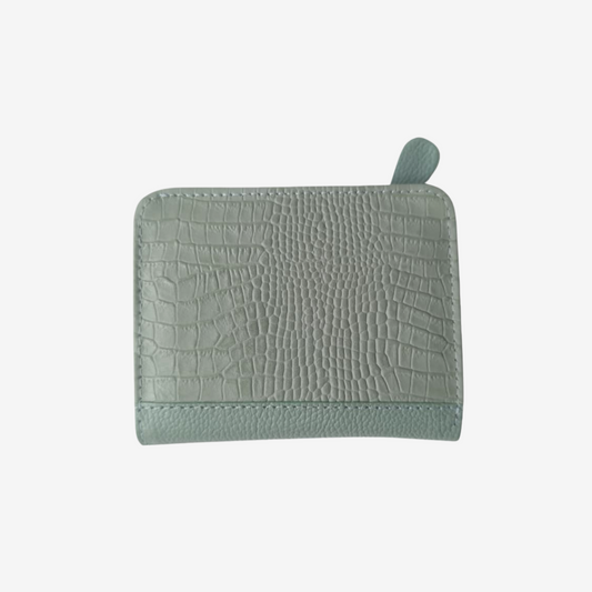 Billetera pequeña en cuero verde musgo para mujer 