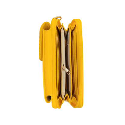 Billetera porta celular en cuero color Amarillo Ref Pandora