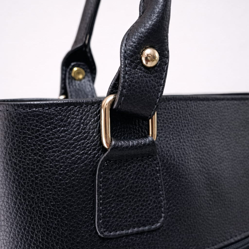 Shopping Luna de cuero Negro - RagazzaBolsos