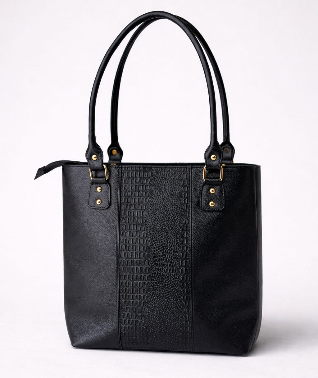 Shopping Luna de cuero Negro - RagazzaBolsos
