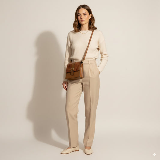 Cartera Katlyn tipo Baguette en cuero color Miel