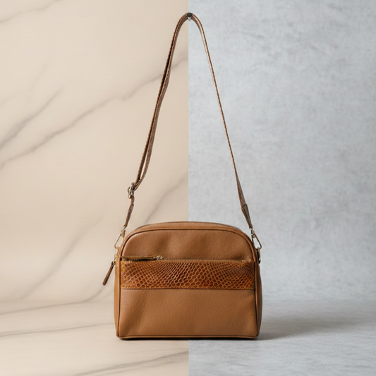 Bolso manos libres Mujer en cuero Miel