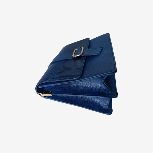 Cartera Katlyn tipo Baguette en cuero color Azul Marino