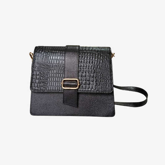 Cartera Katlyn tipo Baguette en cuero color Negro
