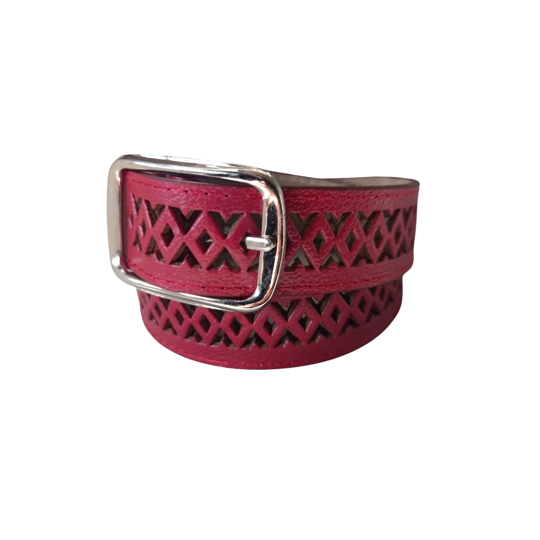 CINTURON ELA EN CUERO ROJO - RagazzaBolsos