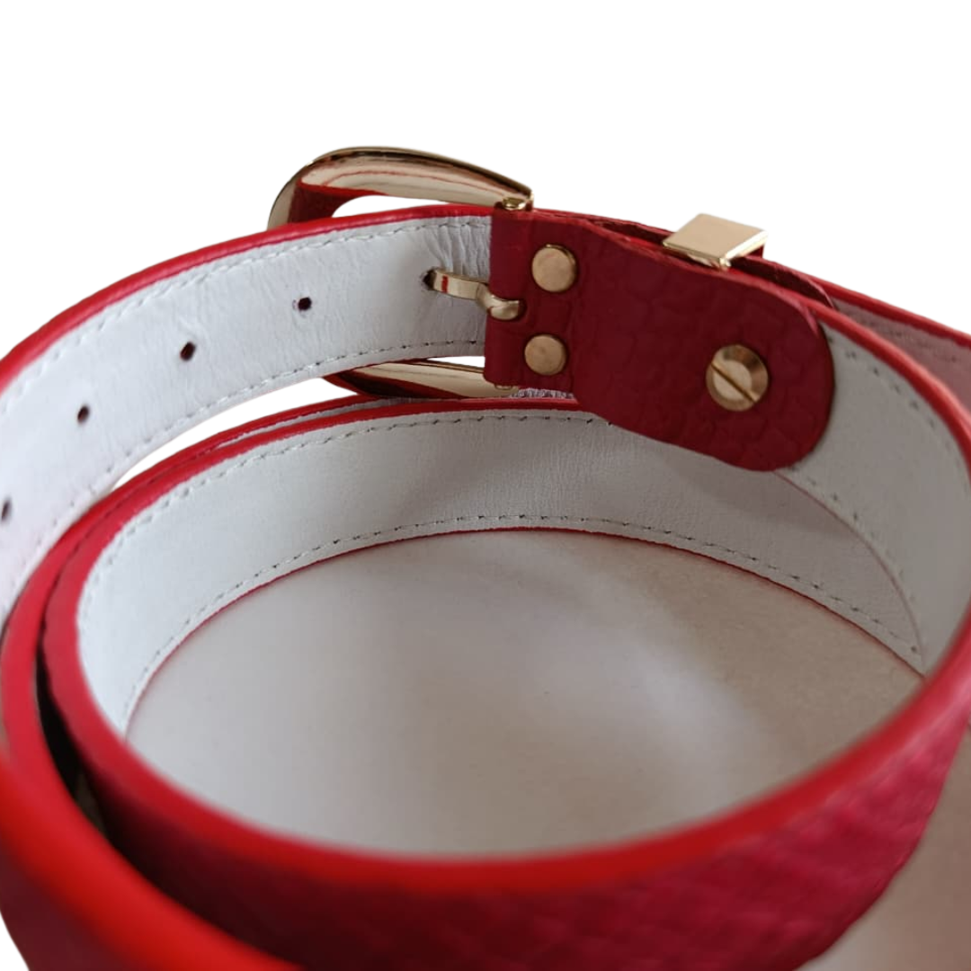 CINTURON MAKKI EN CUERO ROJO