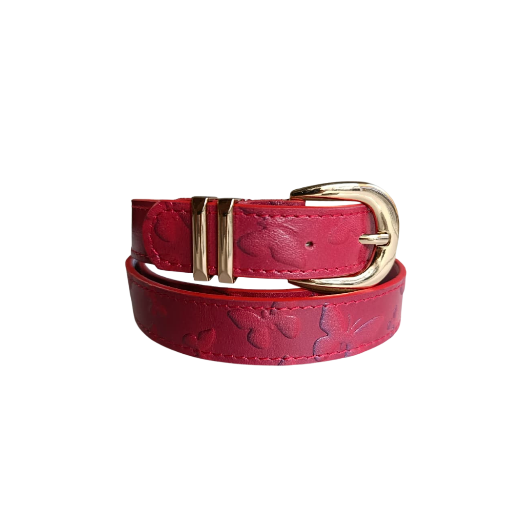 CINTURON MAKKI EN CUERO ROJO MARIPOSA