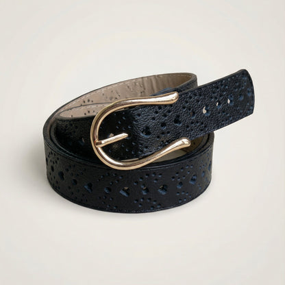 CINTURON LOVE EN CUERO NEGRO