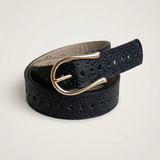 CINTURON LOVE EN CUERO NEGRO