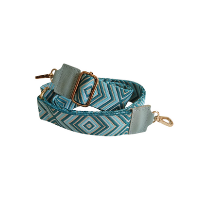 Correa para bolso con puntera en cuero color azul turquesa