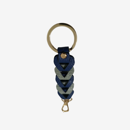 Llavero Luster en cuero azul combinado