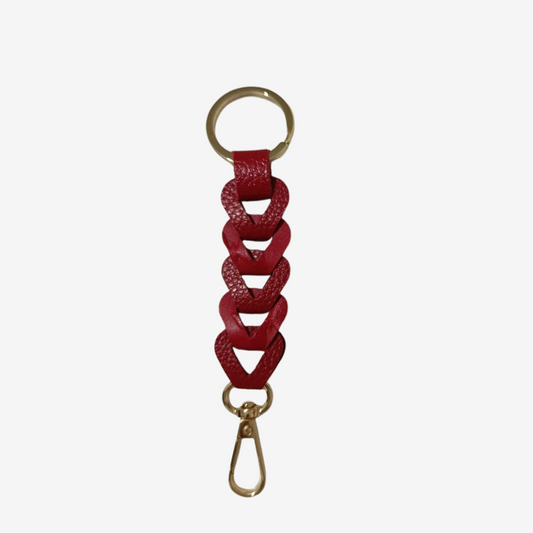 Llavero Luster en cuero Rojo