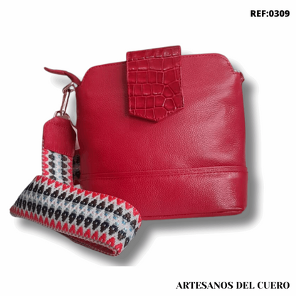Manos libres de mujer color rojo elaborado en cuero genuino. Referencia 0309- RagazzaBolsos