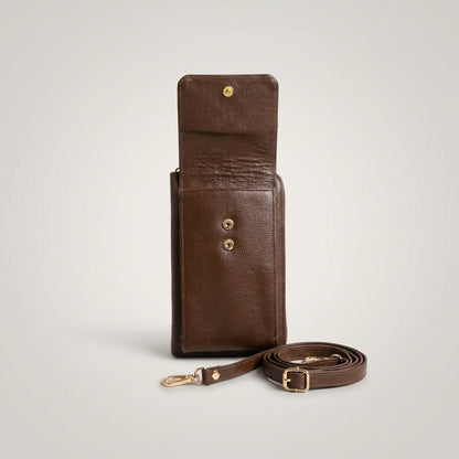 Porta celular Pandora en cuero Marrón Chocolate