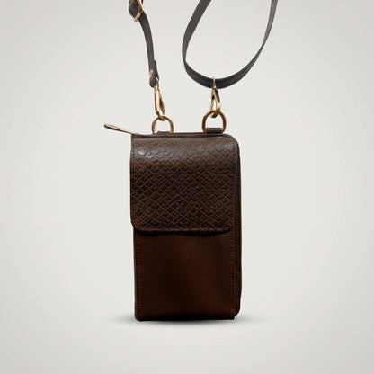 Porta celular Pandora en cuero Marrón Chocolate