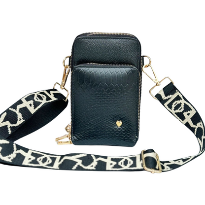 Mini bolso porta celular en cuero para mujer