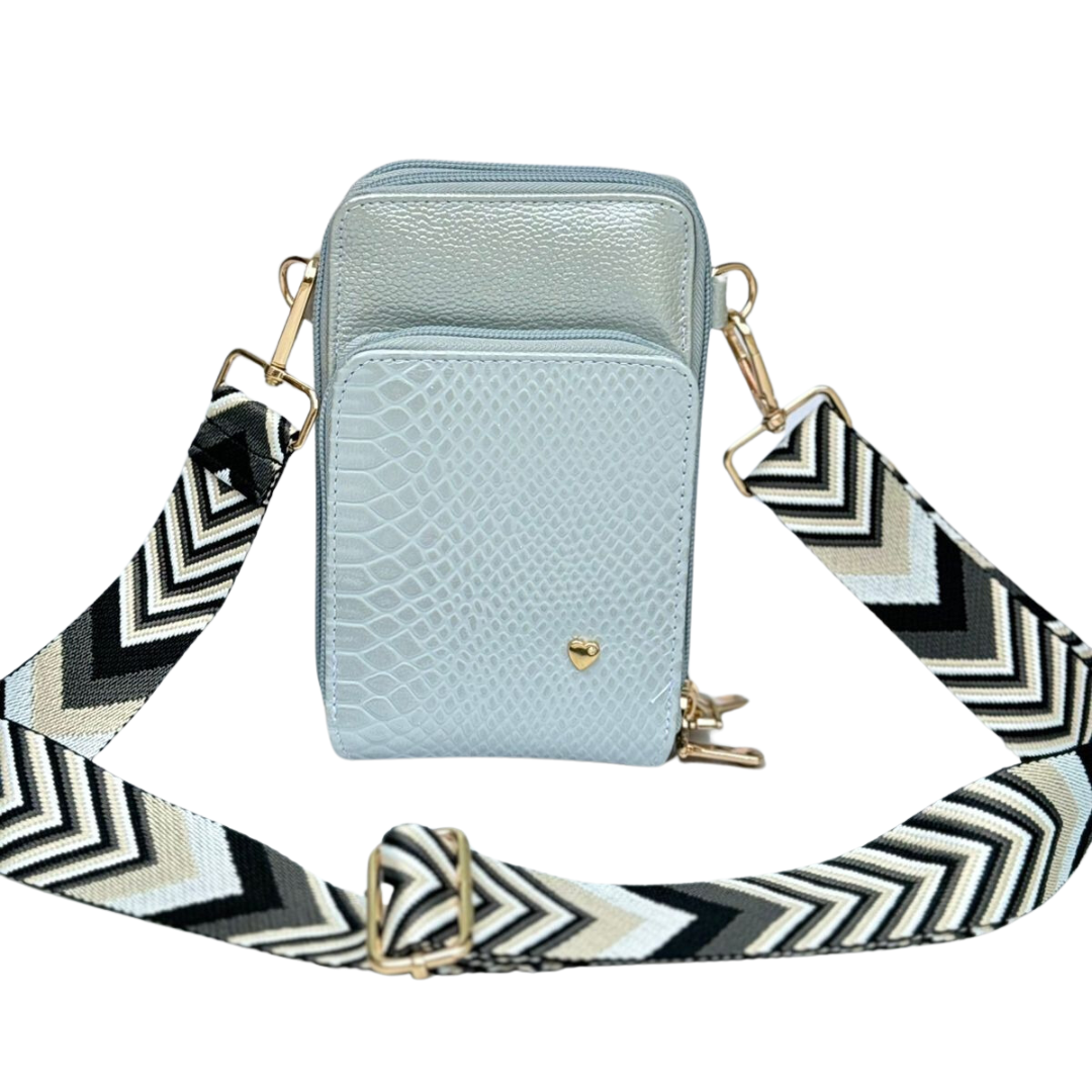 Mini bolso porta celular en cuero para mujer
