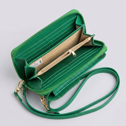 Porta celular Pandora en cuero verde bottega