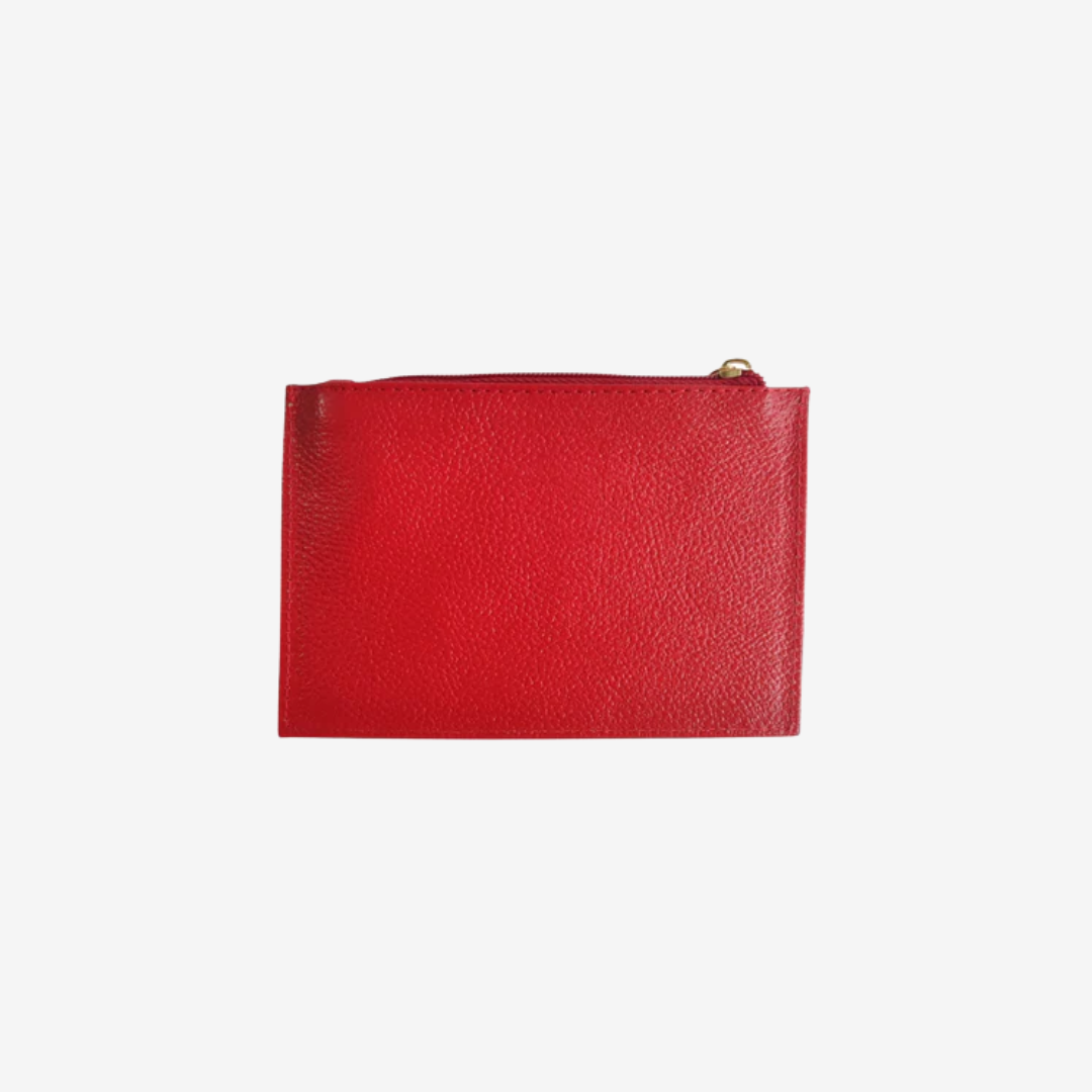 Tarjetero Monedero Summer En Cuero - Rojo