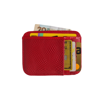 Porta Tarjetas de dama en cuero color rojo Ref T-13