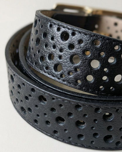 CINTURON CELINE EN CUERO NEGRO