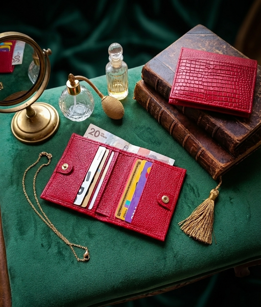 Tarjetero Essential En Cuero Rojo